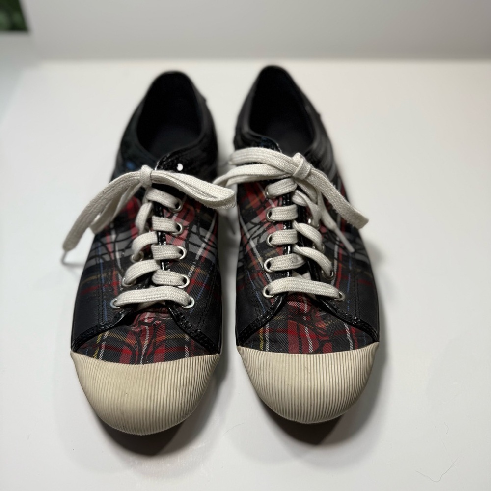 Coach‎ Zorra Signature Monogram Plaid Sneakers w/Sequins Women’s Size 9.5